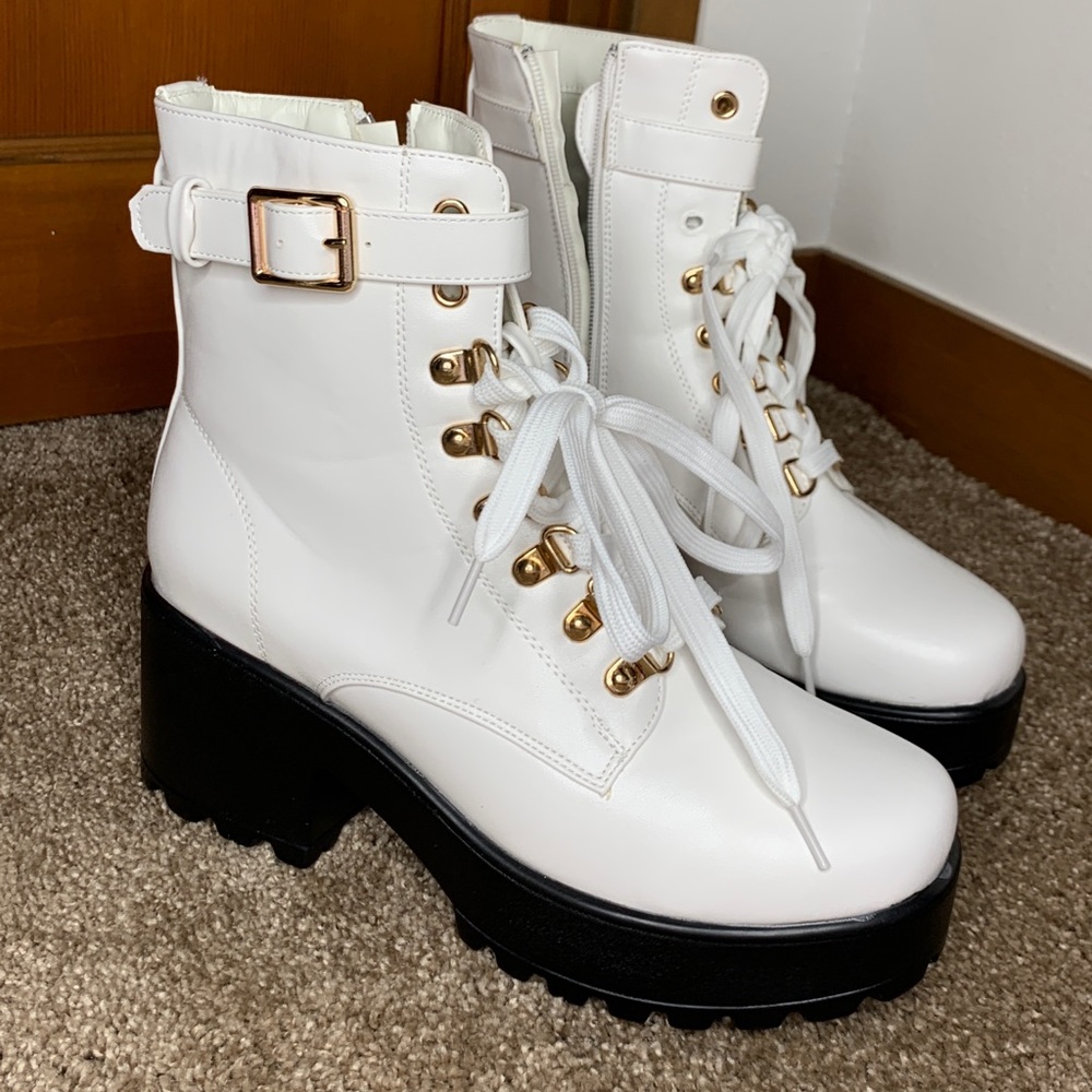 White combat boots